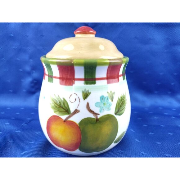 Candle Jar Apples Flowers Tee Time Imports LTD Lidded Fall Autumn Ceramic 4 Inch - Picture 5 of 8